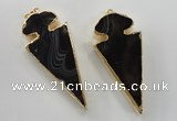 NGP1410 30*65mm arrowhead agate gemstone pendants wholesale