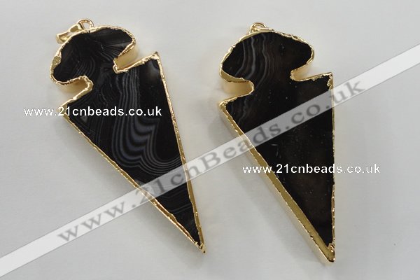 NGP1410 30*65mm arrowhead agate gemstone pendants wholesale