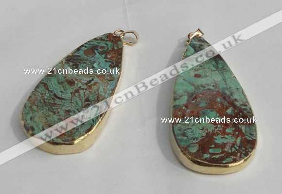 NGP1414 30*50mm - 35*55mm flat teaerdrop ocean agate pendants