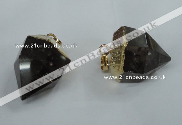 NGP1416 20*25mm - 25*30mm faceted nuggets smoky quartz pendants
