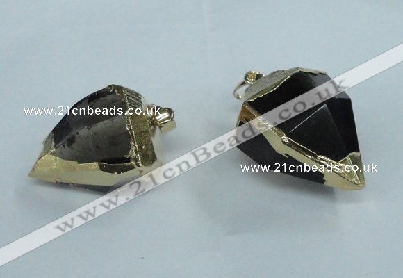 NGP1417 20*25mm - 25*30mm faceted nuggets smoky quartz pendants