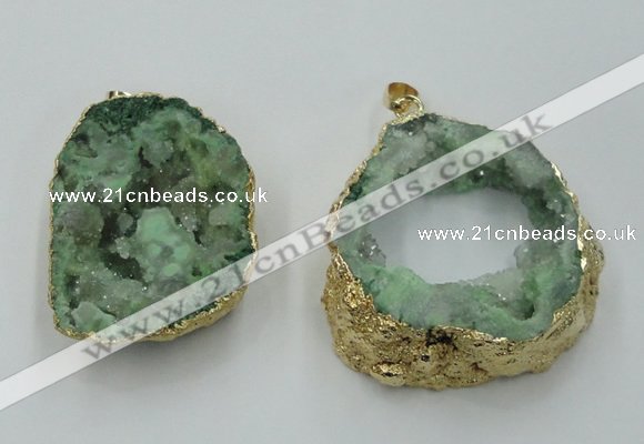 NGP1421 30*40mm - 45*55mm freeform plated druzy agate pendants