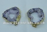 NGP1423 30*45mm - 45*55mm freeform plated druzy agate pendants