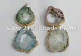 NGP1425 30*45mm - 45*55mm freeform plated druzy agate pendants