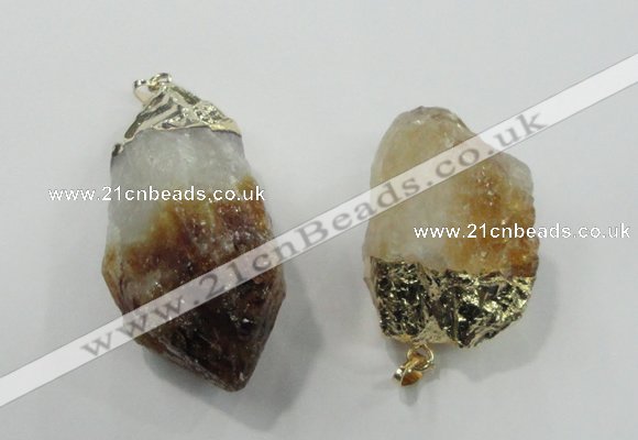 NGP1458 25*40mm - 35*55mm nuggets citrine gemstone pendants