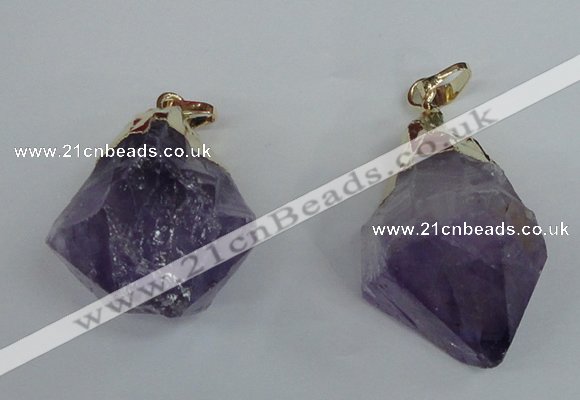 NGP1464 20*35mm - 25*40mm nuggets amethyst gemstone pendants