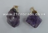 NGP1465 25*45mm - 28*50mm nuggets amethyst gemstone pendants