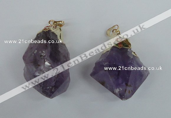 NGP1465 25*45mm - 28*50mm nuggets amethyst gemstone pendants