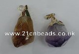 NGP1466 18*35mm - 20*45mm nuggets amethyst & citrine pendants