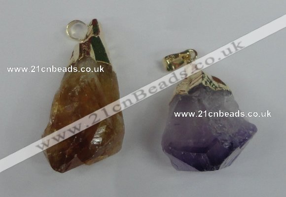 NGP1466 18*35mm - 20*45mm nuggets amethyst & citrine pendants