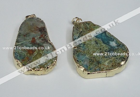 NGP1471 30*40mm - 40*50mm freeform chrysocolla gemstone pendants