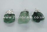 NGP1482 20*35mm - 25*45mm nuggets green fluorite pendants