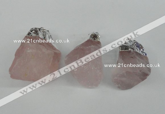 NGP1483 20*35mm - 25*45mm nuggets rose quartz pendants