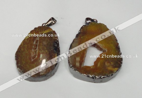 NGP1487 30*45mm - 40*50mm freeform plated druzy agate pendants