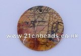 NGP149 2pcs 40mm flat round picasso jasper gemstone pendants