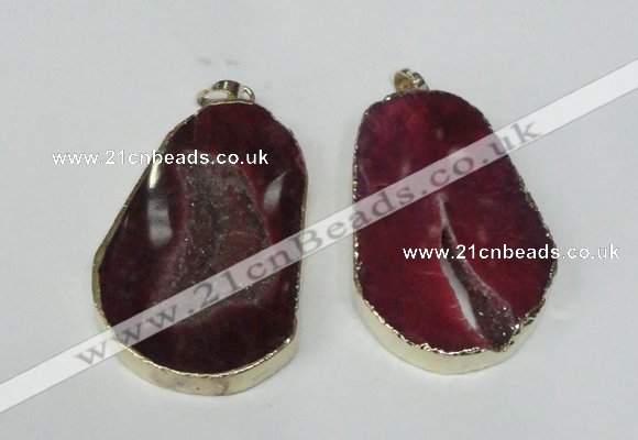 NGP1491 30*45mm - 40*50mm freeform plated druzy agate pendants