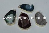 NGP1494 30*45mm - 40*50mm freeform plated druzy agate pendants