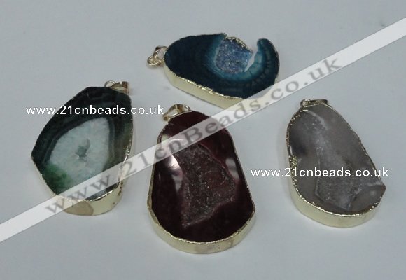 NGP1494 30*45mm - 40*50mm freeform plated druzy agate pendants