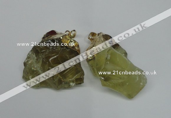 NGP1502 20*30mm - 25*50mm nuggets lemon quartz pendants