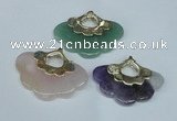 NGP1509 8*40*50mm mixed gemstone with brass setting pendants