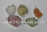 NGP1511 20*30mm - 25*35mm freeform plated druzy agate pendants