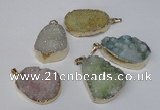 NGP1514 20*30mm - 25*35mm freeform plated druzy agate pendants