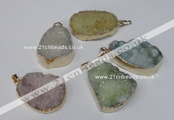 NGP1514 20*30mm - 25*35mm freeform plated druzy agate pendants