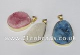 NGP1516 20*30mm - 25*35mm freeform plated druzy agate pendants