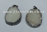 NGP1518 30*35mm - 30*40mm freeform plated druzy agate pendants