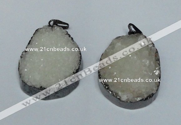 NGP1518 30*35mm - 30*40mm freeform plated druzy agate pendants