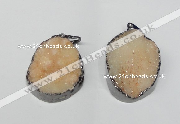 NGP1519 30*35mm - 30*40mm freeform plated druzy agate pendants