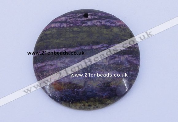 NGP152 2pcs 45mm flat round fashion long spar stone pendants