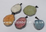 NGP1523 30*35mm - 30*40mm freeform plated druzy agate pendants