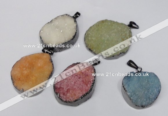 NGP1523 30*35mm - 30*40mm freeform plated druzy agate pendants