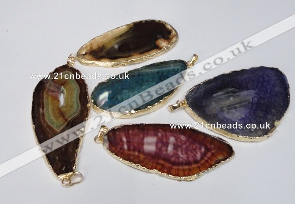 NGP1543 30*65mm - 40*65mm freeform agate gemstone pendants