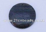 NGP155 2pcs 45mm flat round fashion long spar stone pendants