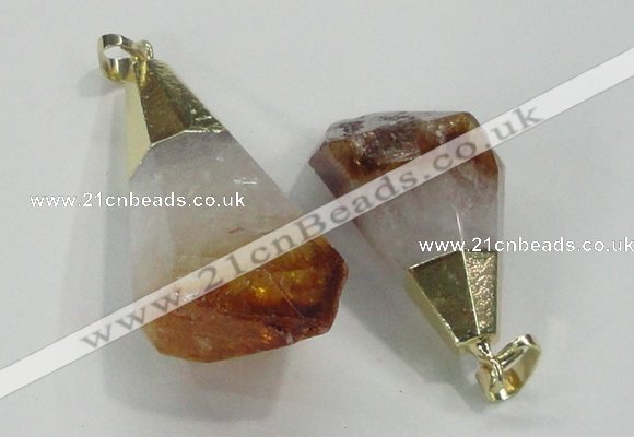 NGP1550 20*35mm - 25*45mm faceted nuggets citrine gemstone pendants