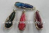 NGP1563 18*25*65mm teardrop agate with brass setting pendants