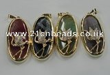 NGP1564 8*28*60mm oval agate with brass setting pendants