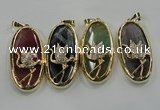 NGP1564 8*28*60mm oval agate with brass setting pendants