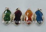 NGP1566 11*32*58mm marquise agate with brass setting pendants