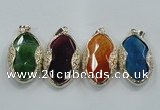 NGP1566 11*32*58mm marquise agate with brass setting pendants