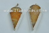 NGP1571 30*65mm arrowhead agate gemstone pendants