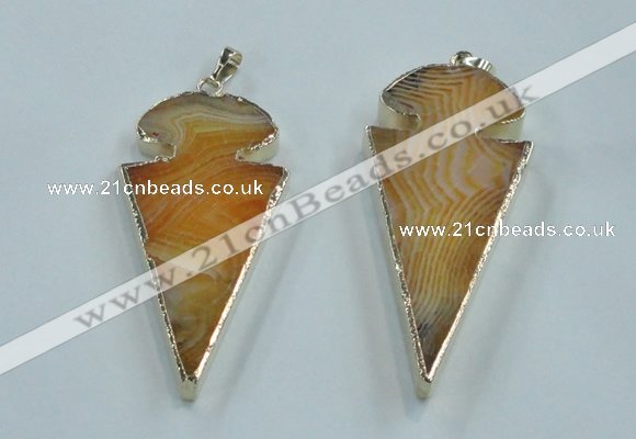 NGP1571 30*65mm arrowhead agate gemstone pendants