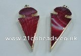 NGP1572 30*65mm arrowhead agate gemstone pendants