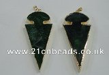 NGP1573 30*65mm arrowhead agate gemstone pendants