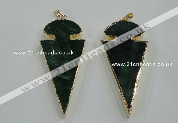 NGP1573 30*65mm arrowhead agate gemstone pendants