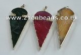 NGP1574 30*65mm arrowhead agate gemstone pendants