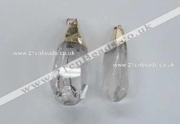 NGP1576 18*50mm - 22*60mm faceted nuggets white crystal pendants