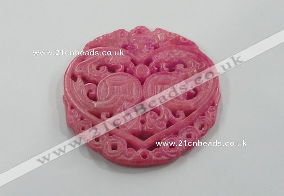 NGP1611 65*65mm Carved dyed natural hetian jade pendants wholesale